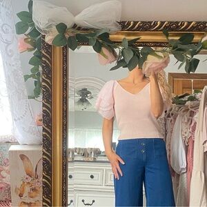 Ballet Pink Flutter Sleeve Sweater/Top